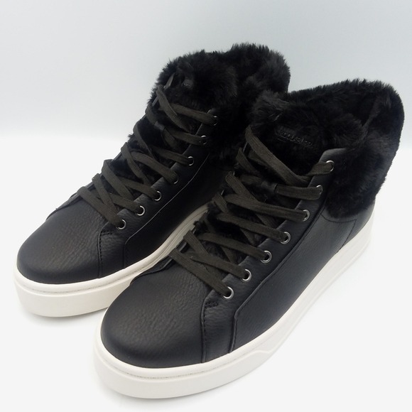 Koolaburra by UGG Sundell Fuzz Chukka Women's 10 Black High Top Sneakers Lace Up - Picture 2 of 9
